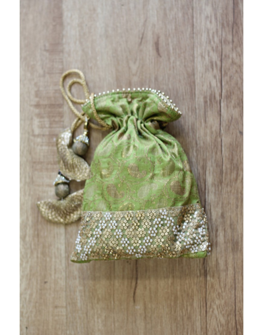 Green Brocade Potli