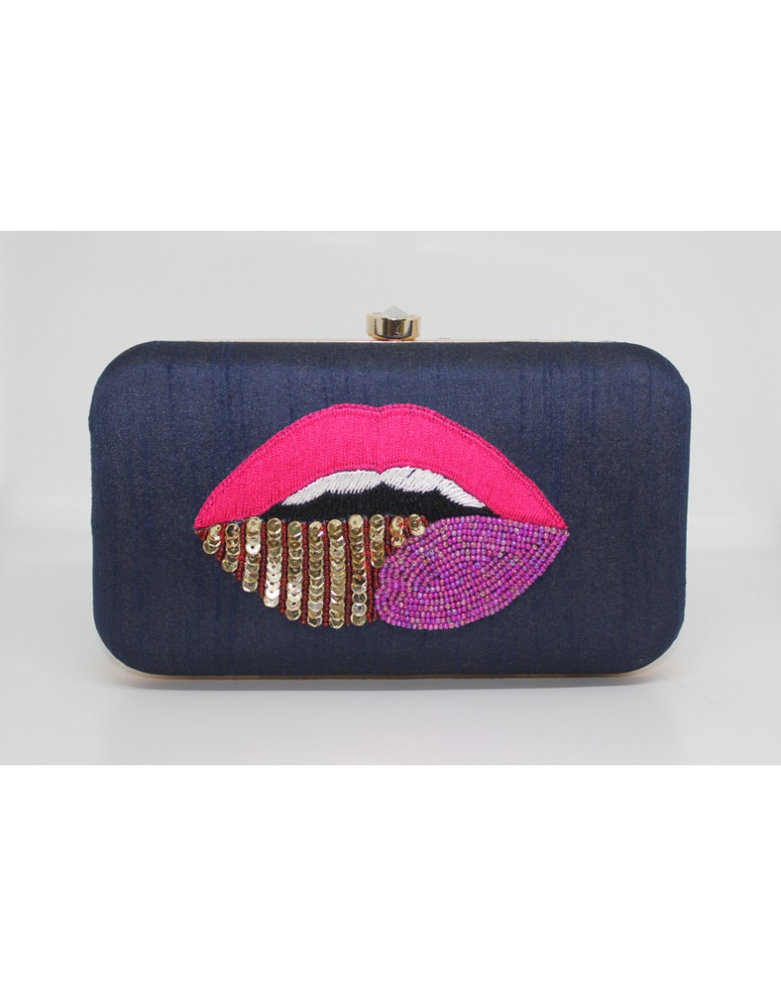 Blue Lip Box Clutch